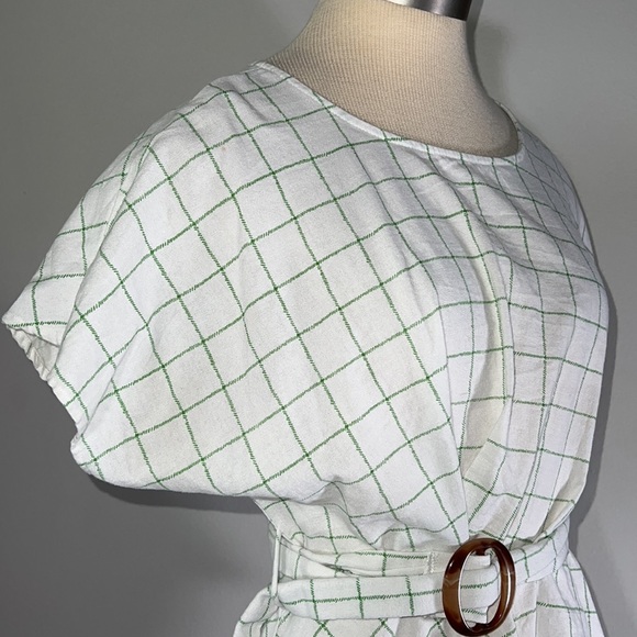 Noon River Plaid Blouse with Belt - Picture 3 of 7